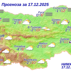 Слънчево време с мъгли в равнините и котловините